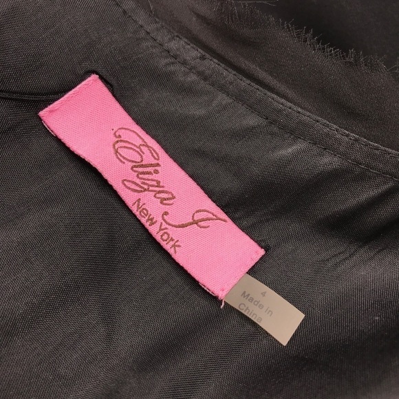 Eliza J Dress Black Silk Special Occasion Party Date Cocktail Wedding LBD Prom - Picture 10 of 16